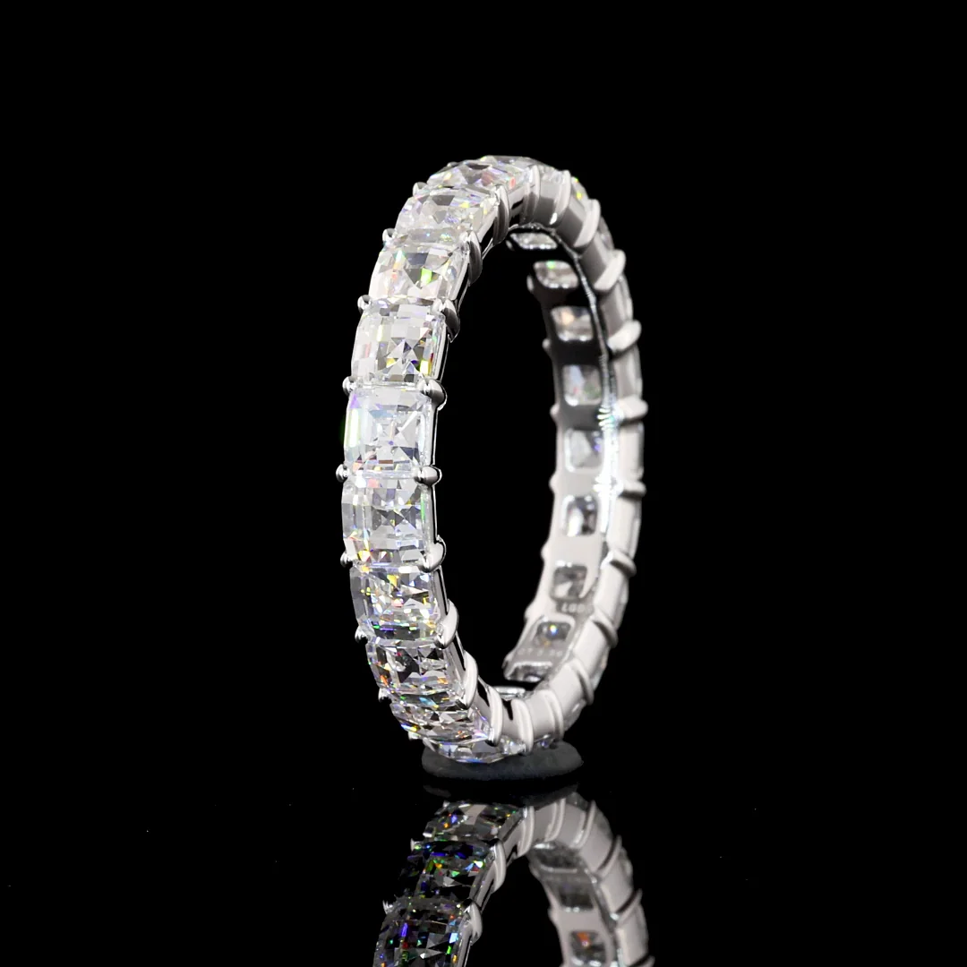 3.36 Cts 14k White Gold Antique Asscher Shape Eternity Band Eternity Band - Image 4