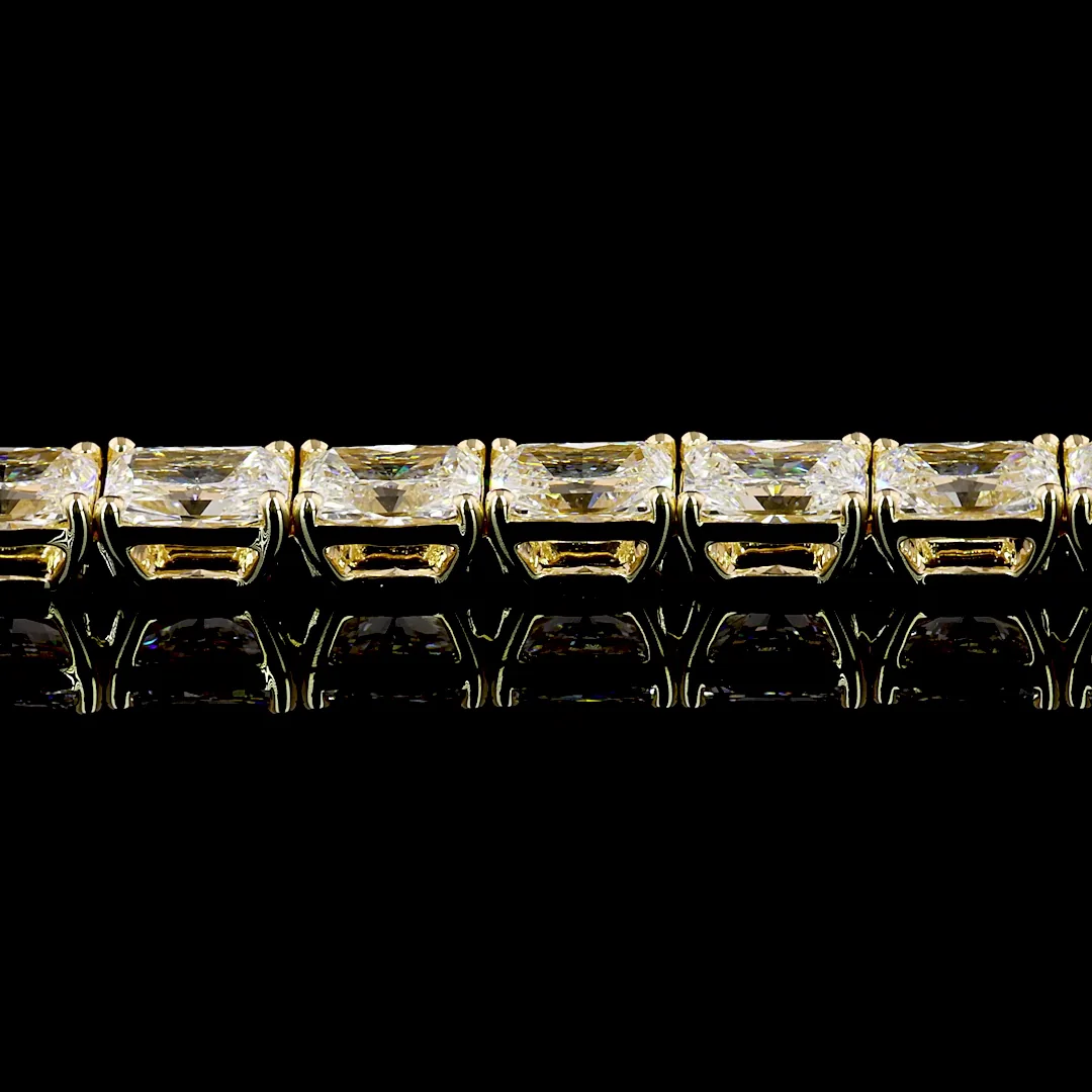 10.13 Cts 14k Yellow Gold Radiant Shape Tennis Bracelet - Image 4