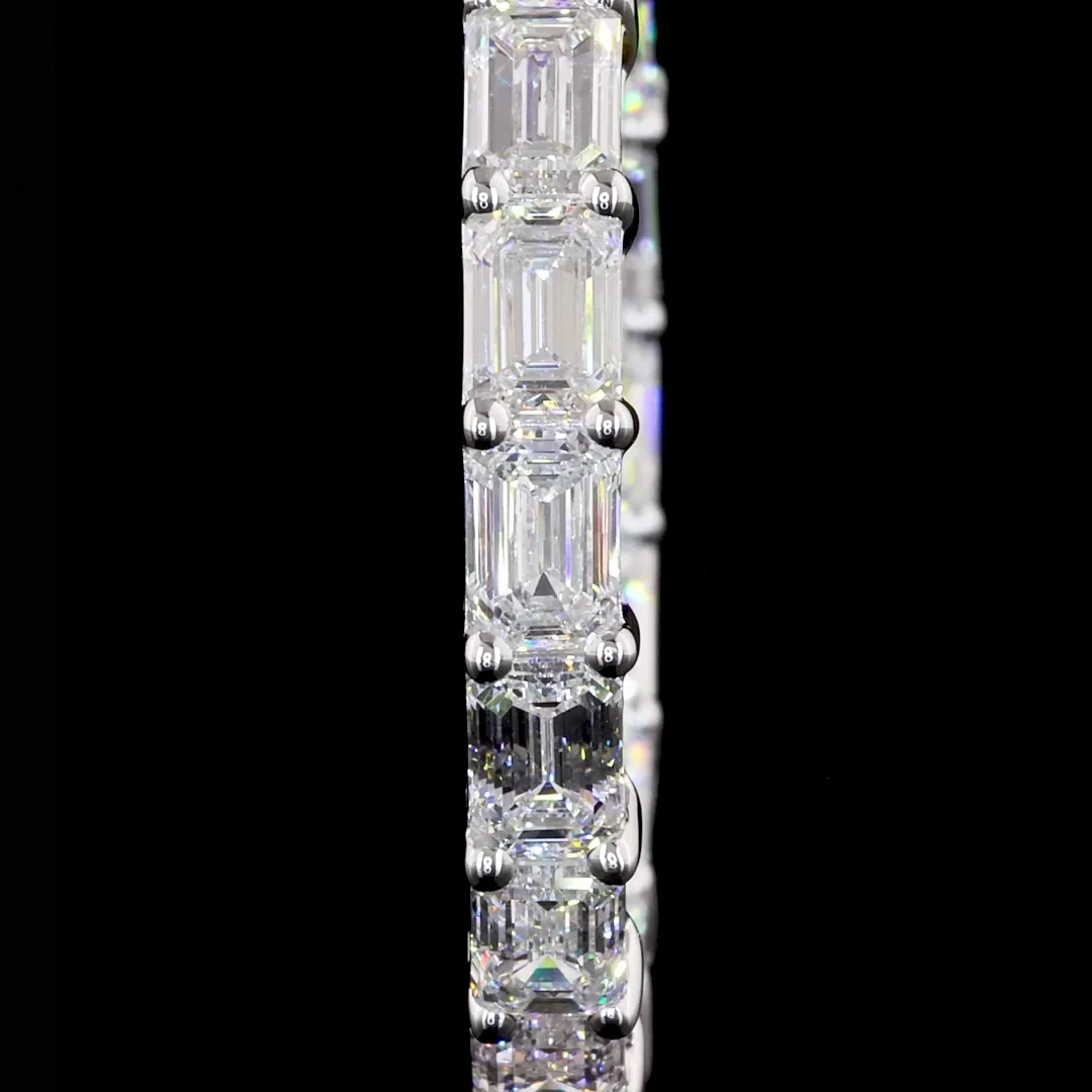 7.3 Cts 14k White Gold Emerald Shape Hoops Earring - Image 3