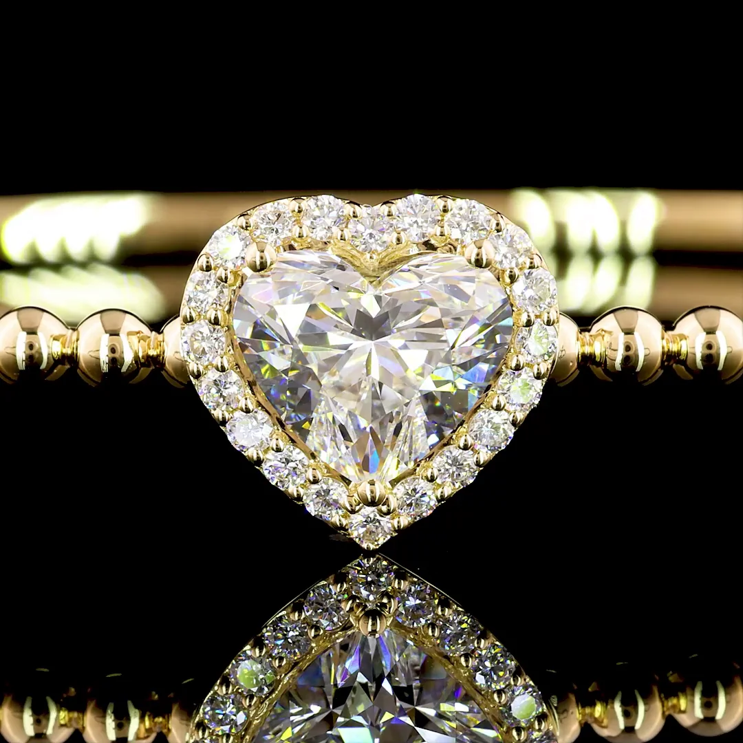 1.69 Cts 14k Yellow Gold Heart Shape Bangles Bracelet - Image 2
