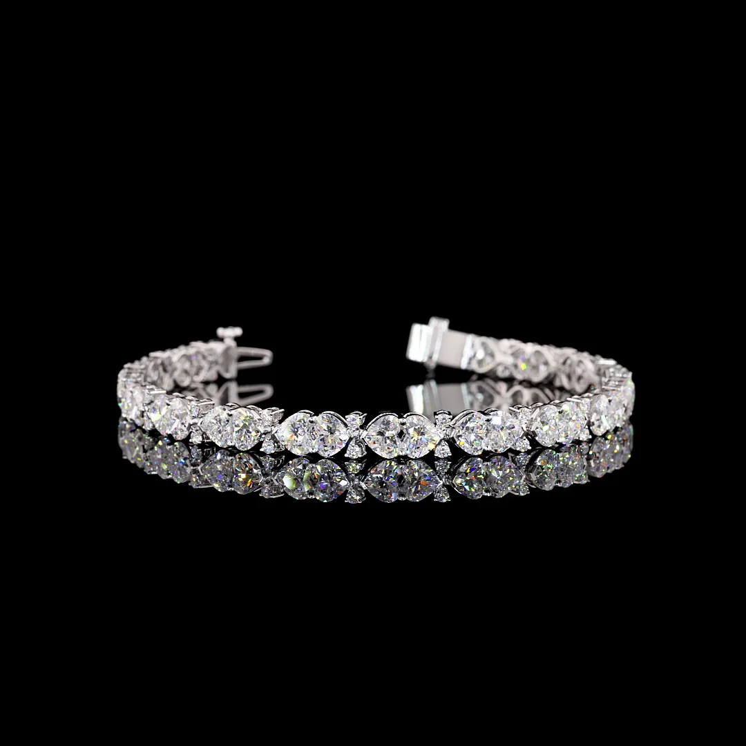 12.07 Cts 14k White Gold Mix Shape Tennis Bracelet - Video