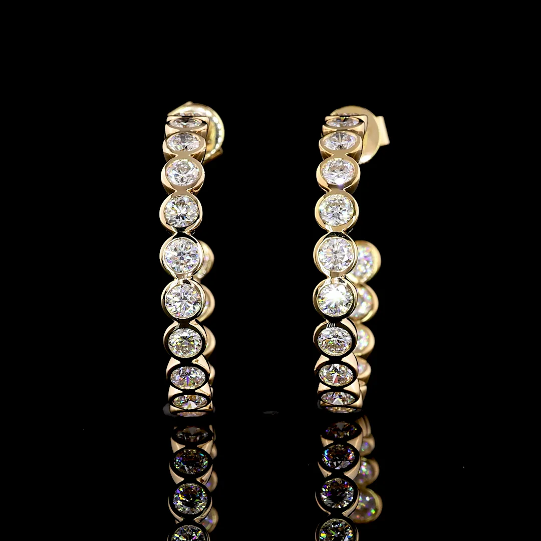 2.87 Cts 14k Yellow Gold Round Shape C Hoops Earring - Video
