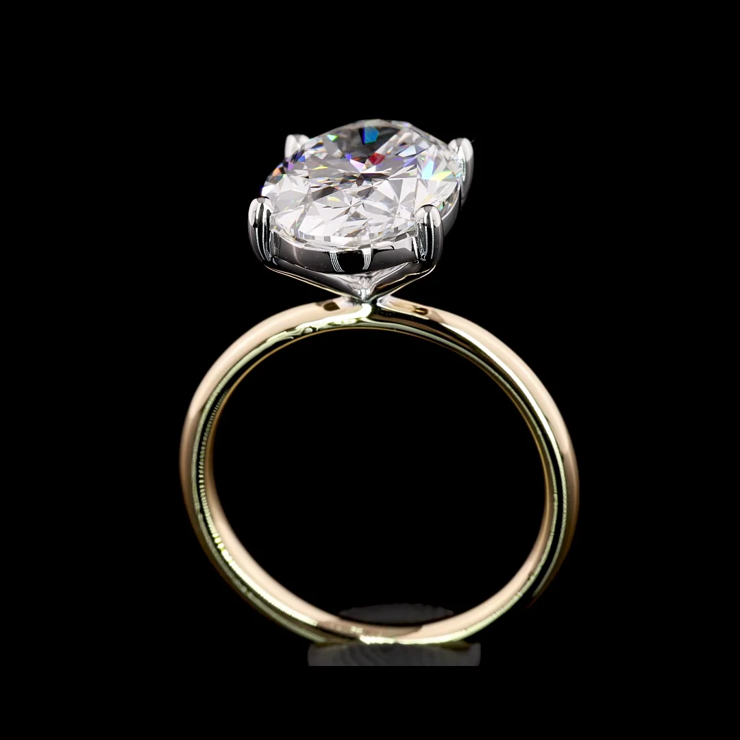 4.03 Cts 14k Two Tone Oval Shape Solitaire Ring - Image 4