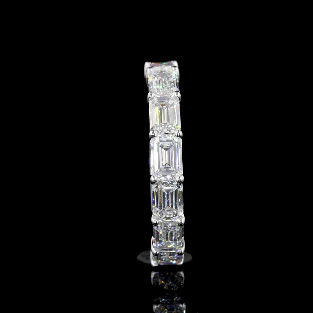 1.94 Cts 14k White Gold Emerald Shape Half Eternity Eternity Band - Image 4