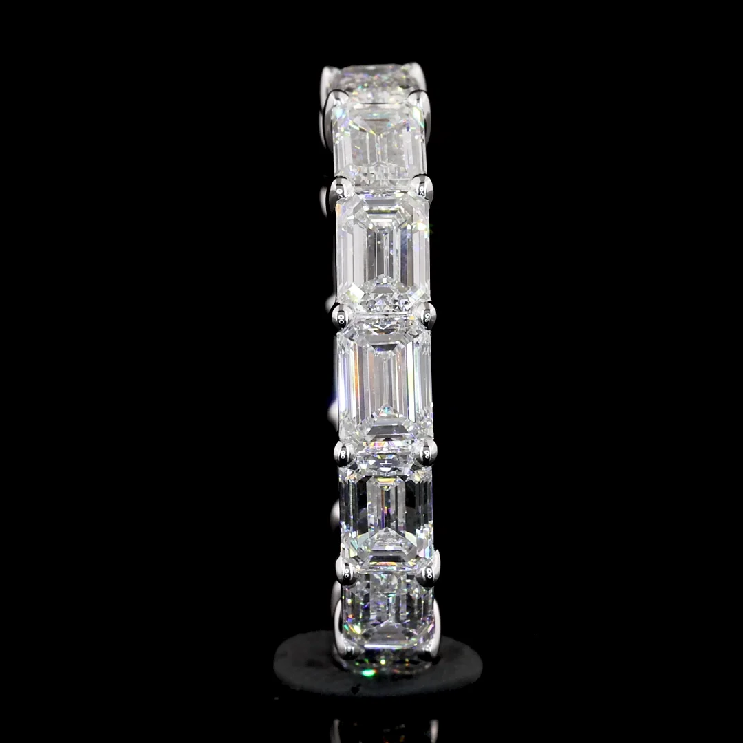 3.94 Cts 14k White Gold Emerald Shape Eternity Band Eternity Band - Image 4