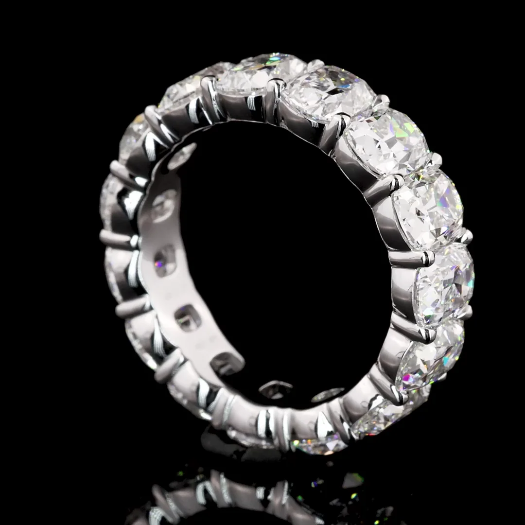 7.9 Cts 14k White Gold Antique Cushion Shape Eternity Band Eternity Band - Image 3