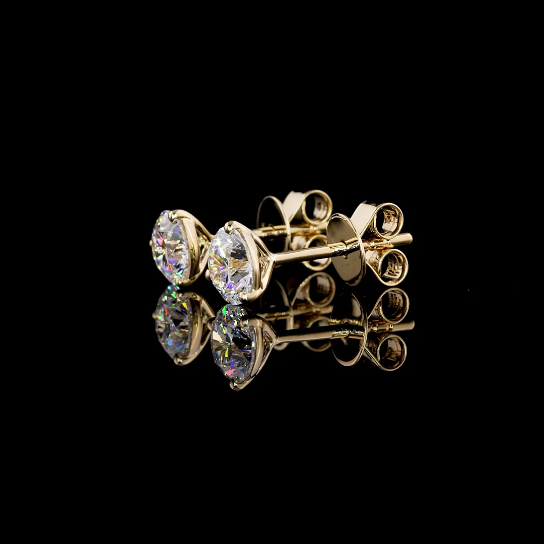 1.04 Cts 14k Yellow Gold Round Shape Martini Earring - Image 2