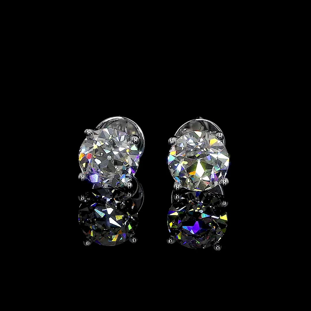 8.46 Cts 14k White Gold Old European Brilliant Shape Martini Earring - Image 2