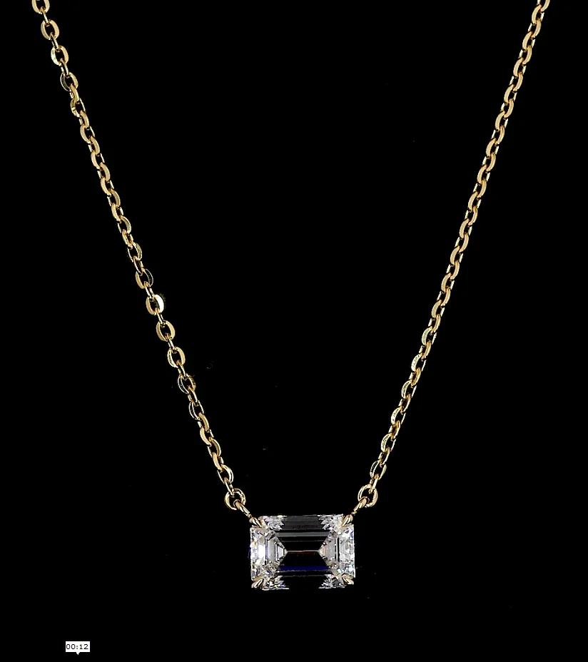 2.01 Cts 14k Yellow Gold Emerald Shape Solitaire Pendant - Video