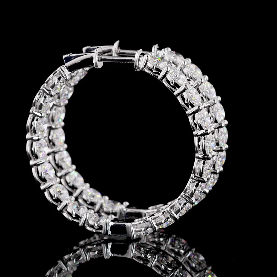 7.75 Cts 14k White Gold Round Shape Hoops Earring - Video
