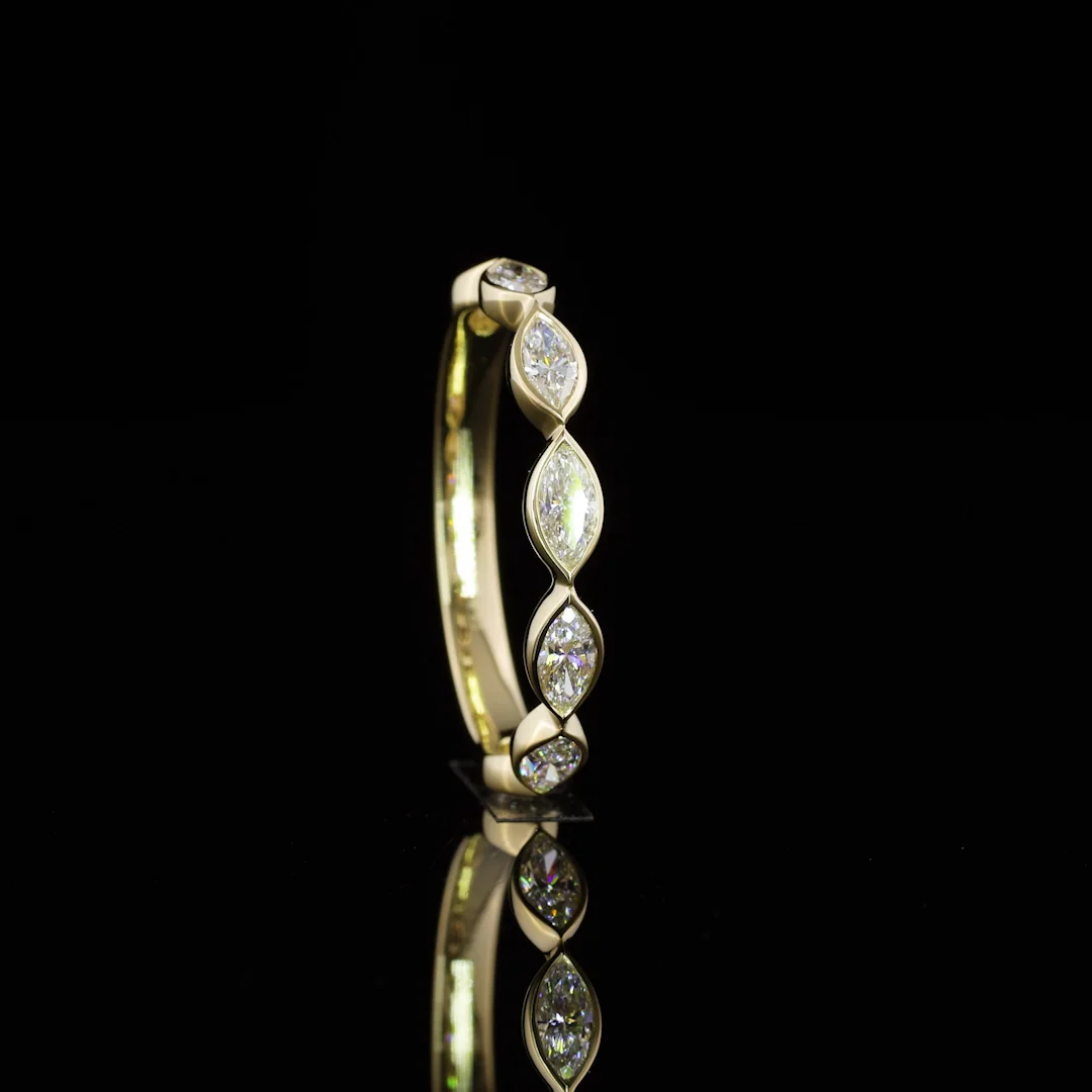 0.65 Cts 14k Yellow Gold Marquise Shape Half Eternity Eternity Band - Image 4