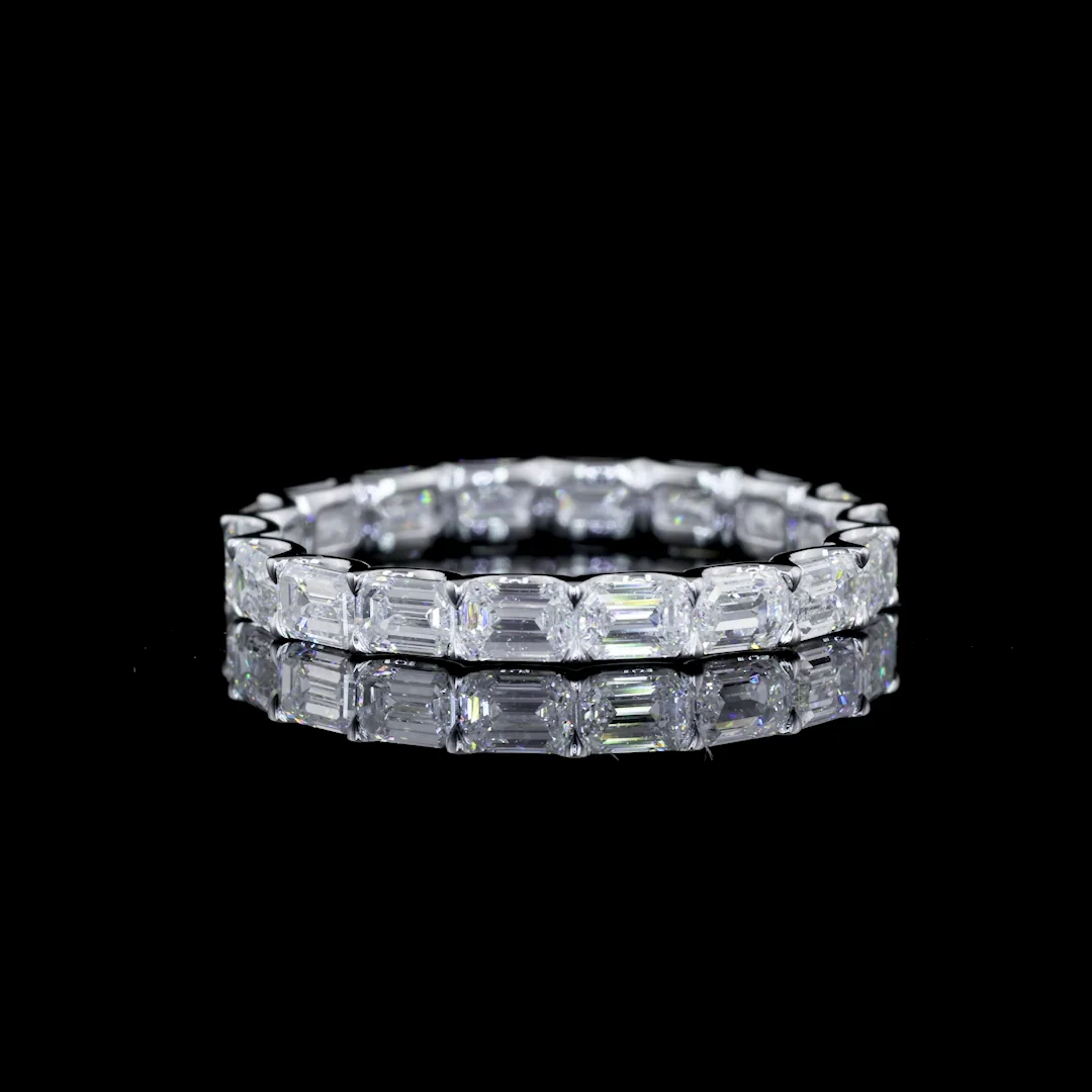 2.14 Cts 14k White Gold Emerald Shape Eternity Band Eternity Band - Video
