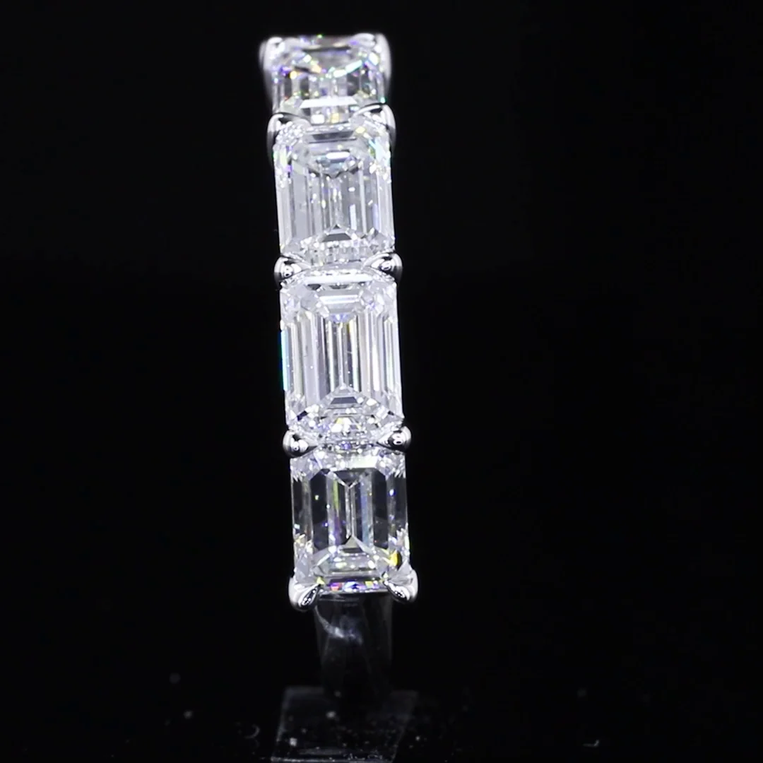 2.12 Cts 14k White Gold Emerald Shape 5 Stones Eternity Band - Image 2