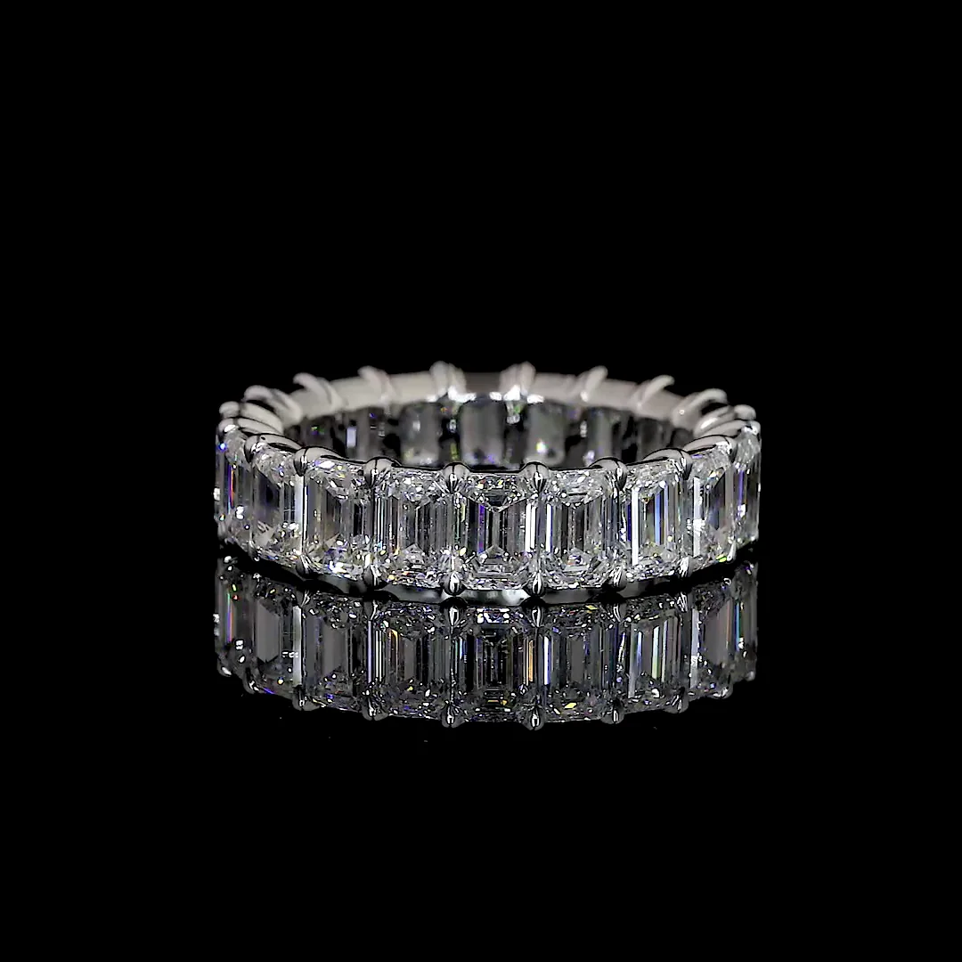 8.86 Cts 14k White Gold Emerald Shape Eternity Band Eternity Band - Video