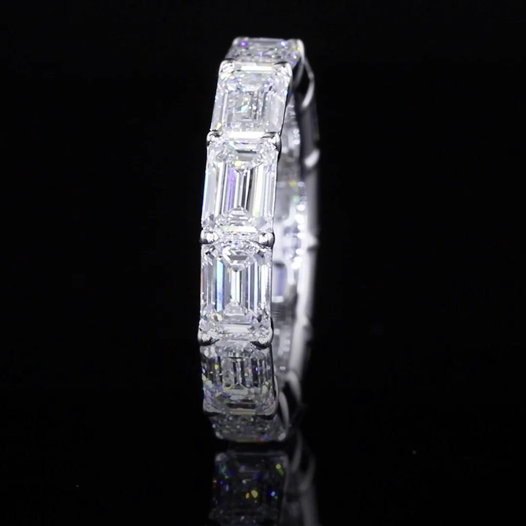 5.29 Cts 14k White Gold Emerald Shape Eternity Band Eternity Band - Image 3