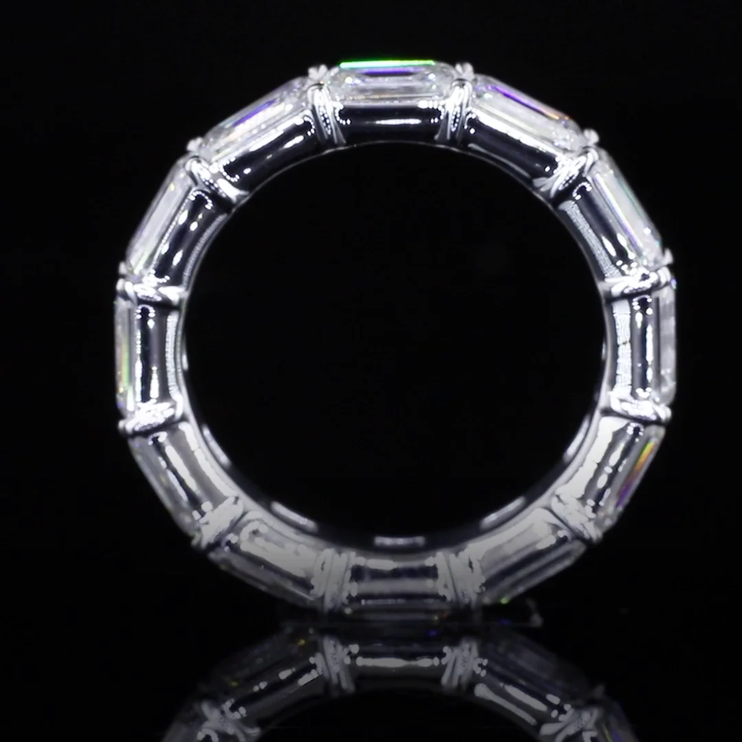 5.29 Cts 14k White Gold Emerald Shape Eternity Band Eternity Band - Image 4