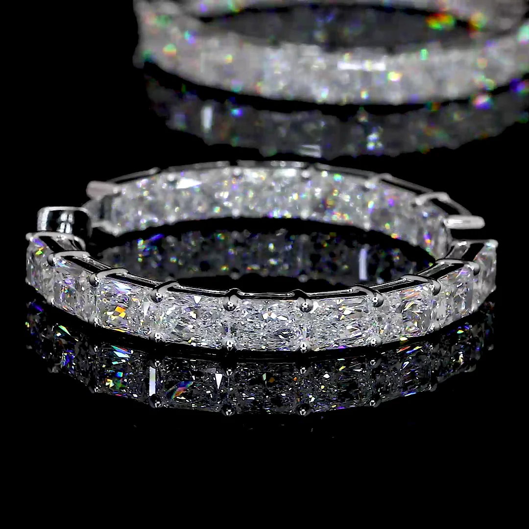 10.19 Cts 14k White Gold Radiant Shape Hoops Earring - Image 4
