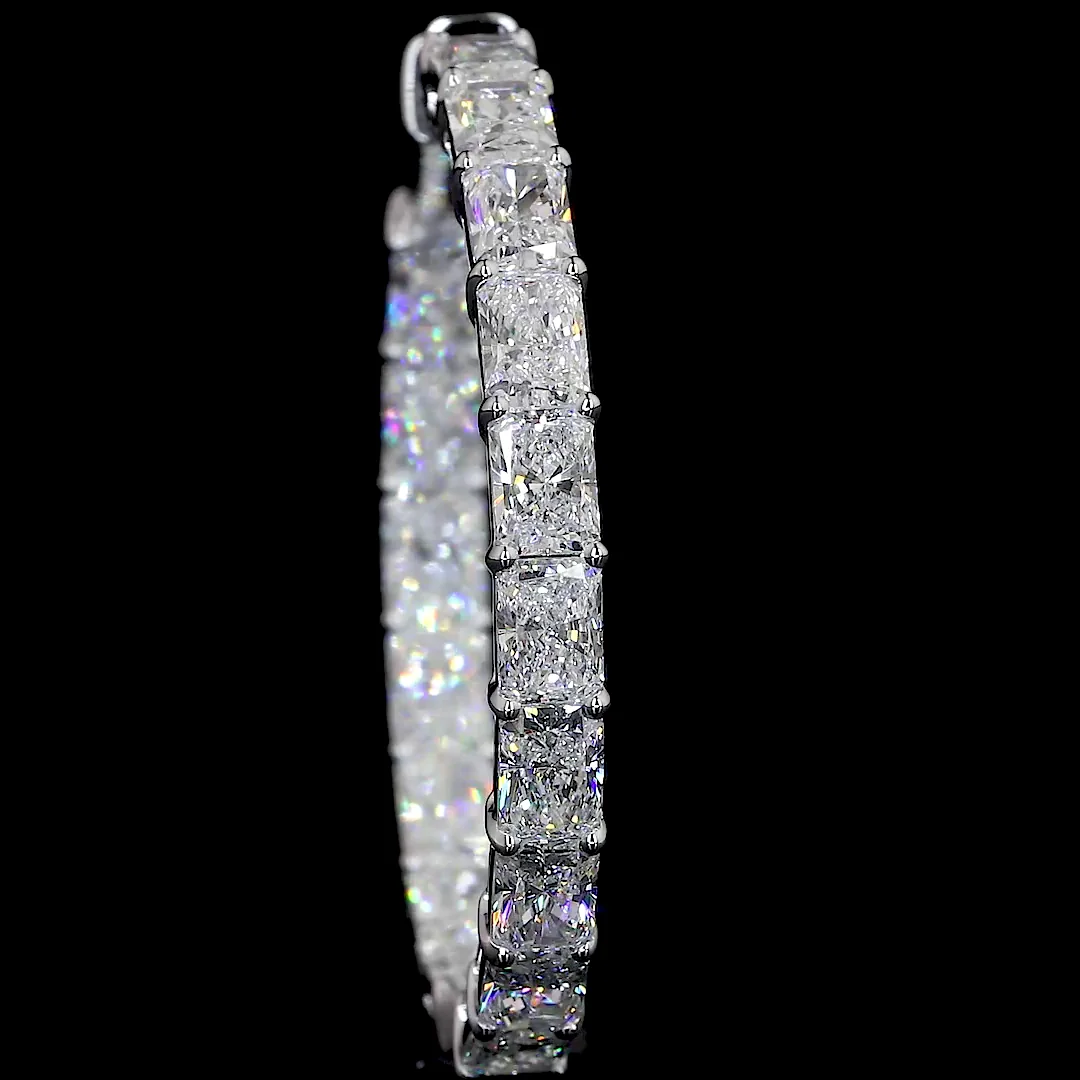 7.26 Cts 14k White Gold Radiant Shape Hoops Earring - Image 3