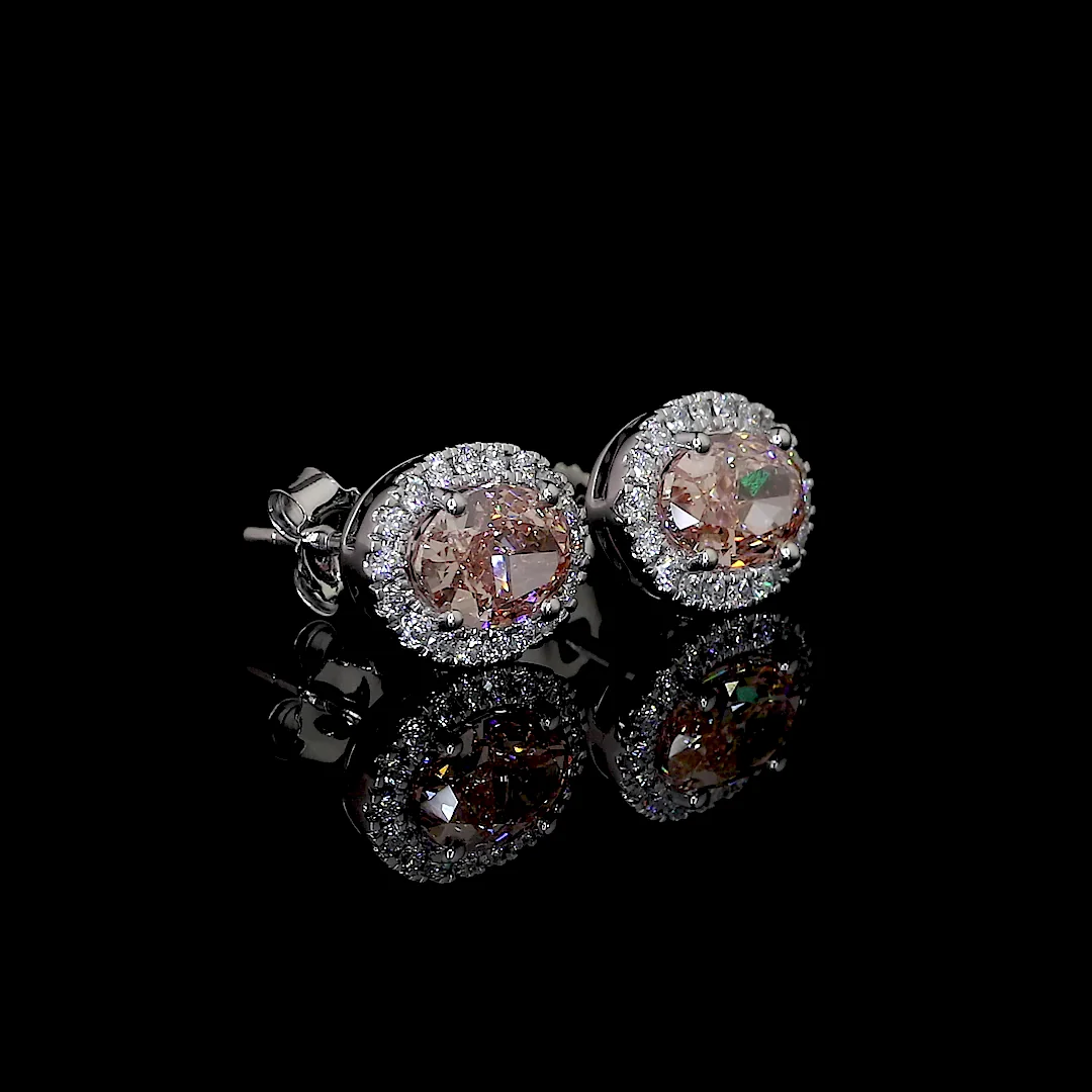 1.61 Cts 14k White Gold Oval Shape Halo Studs Earring - Video