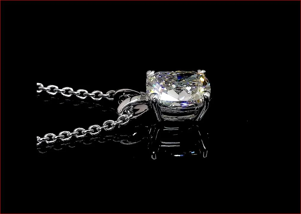 1.06 Cts 14k White Gold Cushion Modified Shape Solitaire Pendant - Image 3