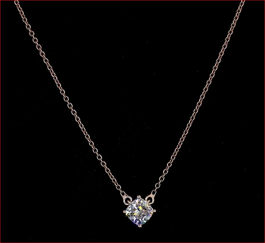 0.76 Cts 14k Rose Gold Cushion Shape Solitaire Pendant - Video
