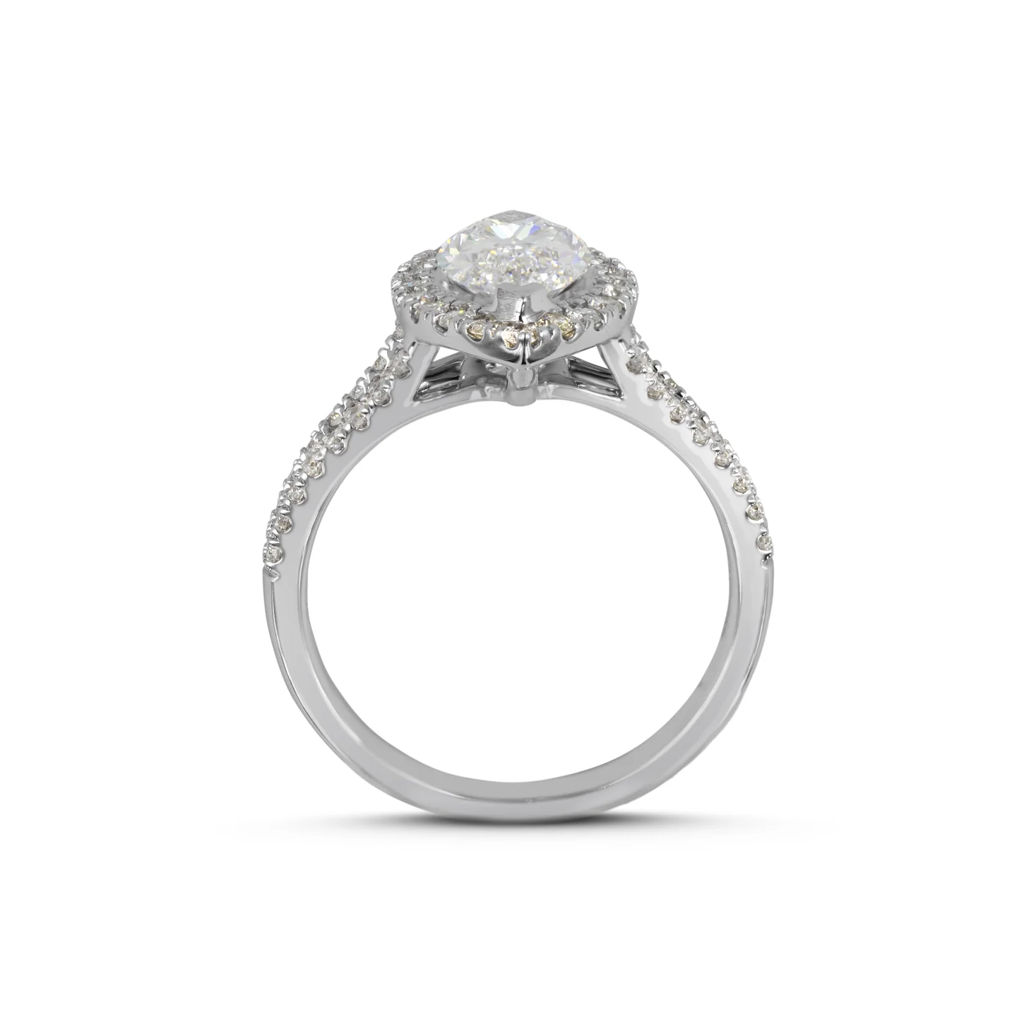 3.65 Cts 14k White Gold Marquise Shape Split Shank Ring - Image 3