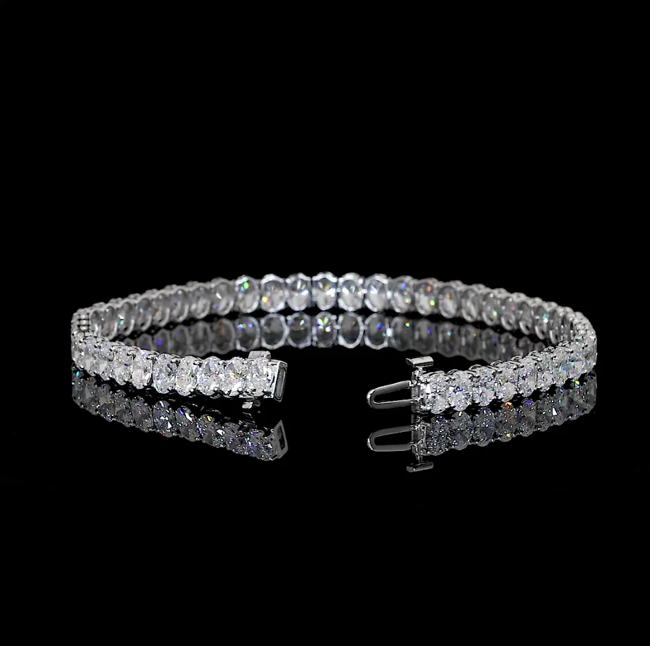 10.5 Cts 14k White Gold Oval Shape Tennis Bracelet - Image 3