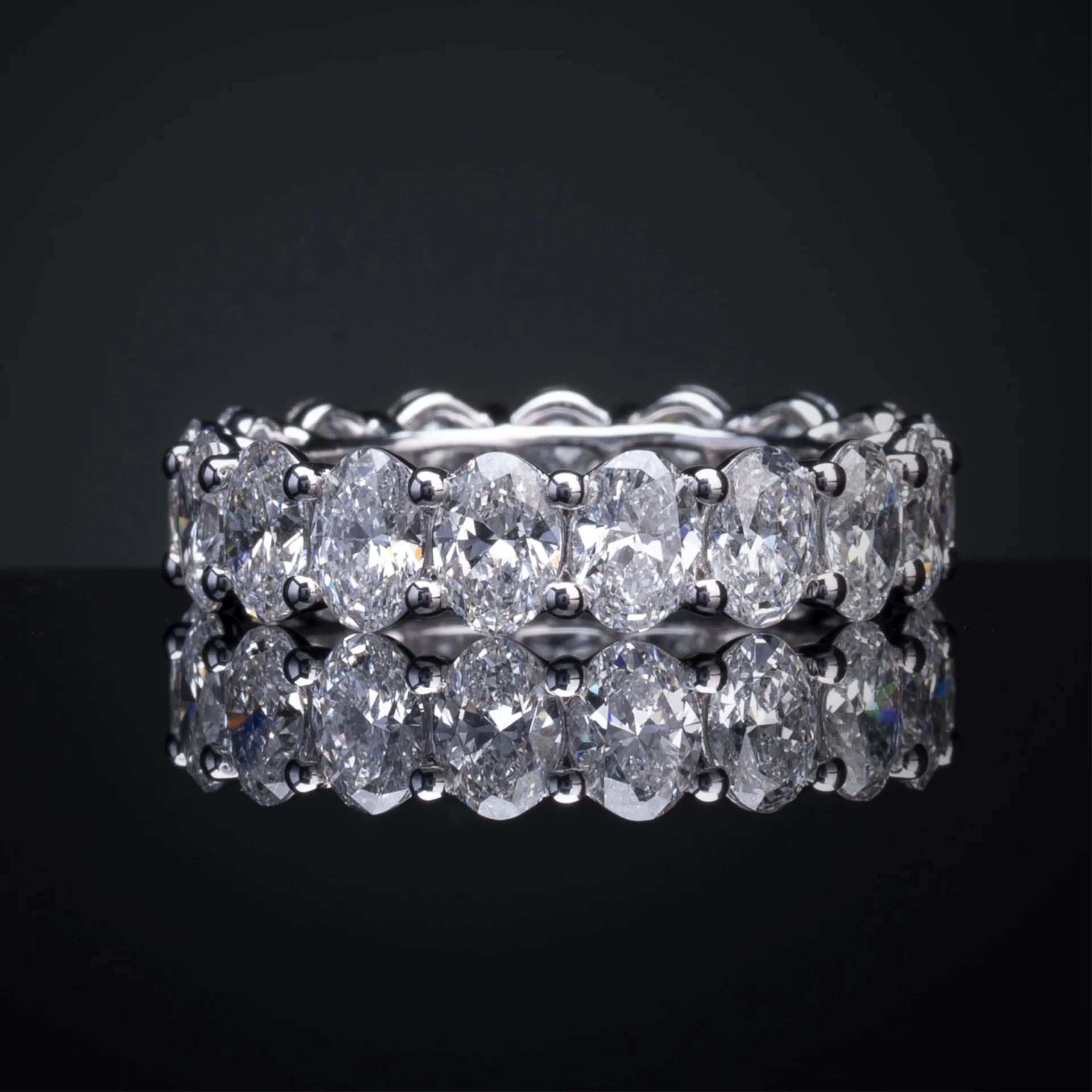 5.46 Cts 18k White Gold Oval Shape Eternity Band Eternity Band - Video