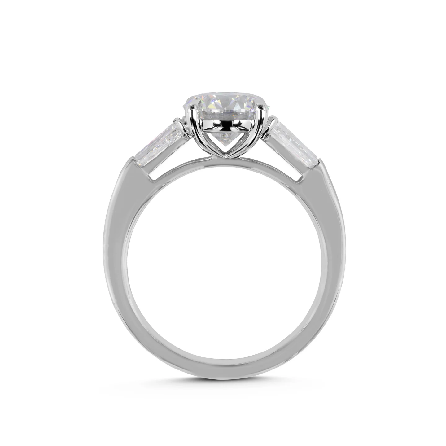 3.77 Cts 14k White Gold Round Shape 3 Stones Ring - Image 3