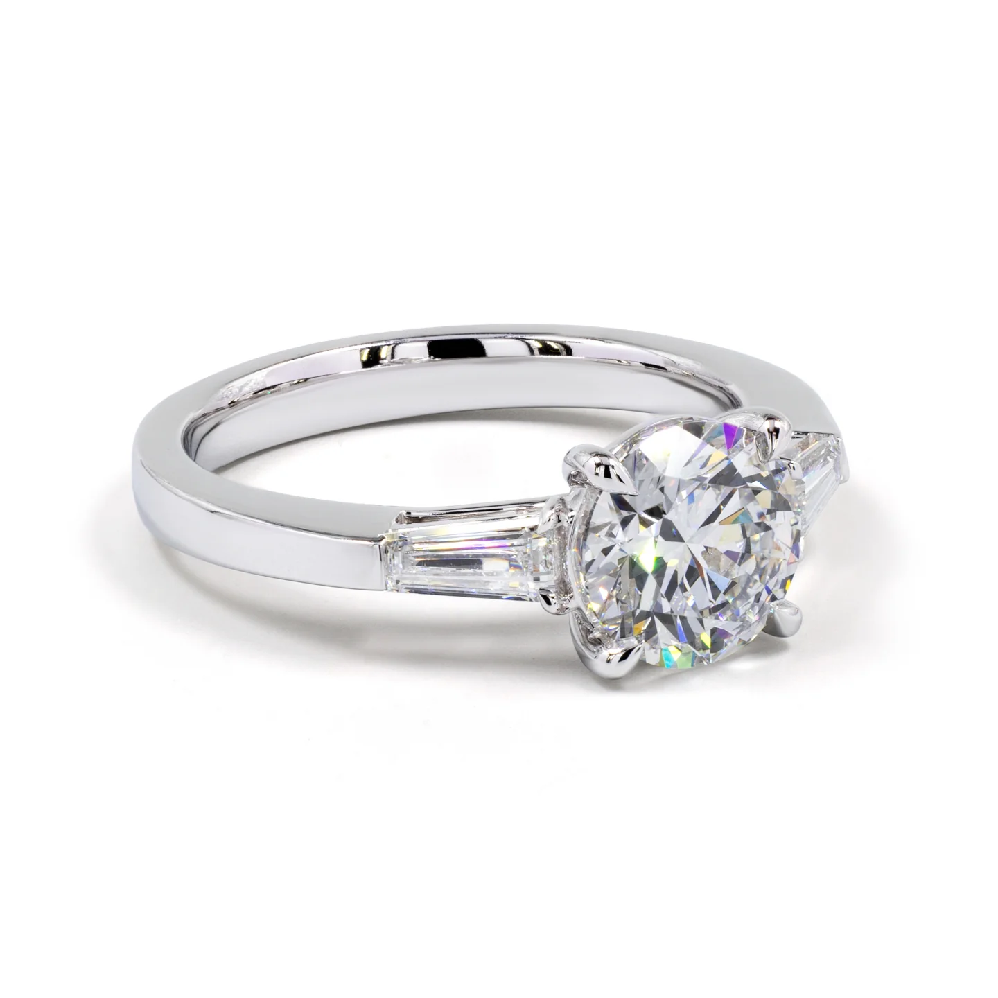 2.71 Cts 14k White Gold Round Shape 3 Stones Ring - Image 4