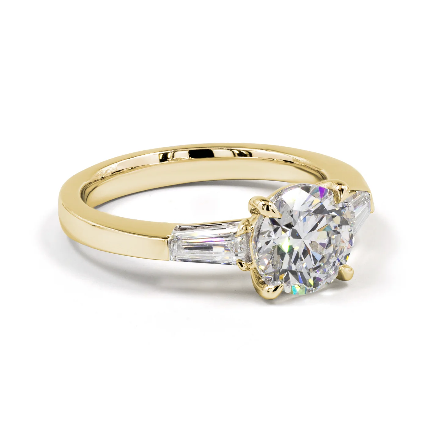 2.6 Cts 14k Yellow Gold Round Shape 3 Stones Ring - Image 3