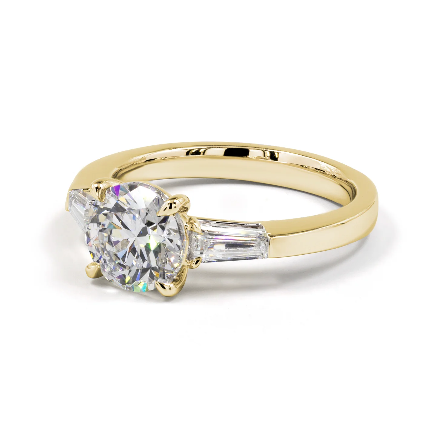 2.6 Cts 14k Yellow Gold Round Shape 3 Stones Ring - Image 4