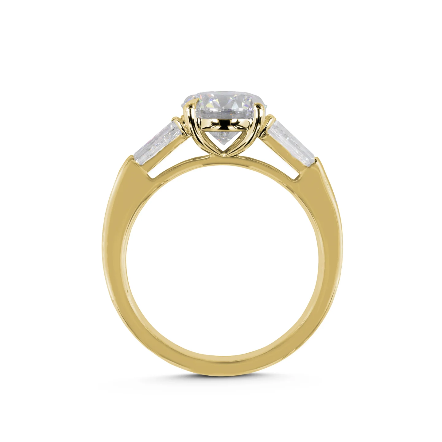 2.07 Cts 14k Yellow Gold Round Shape 3 Stones Ring - Image 3