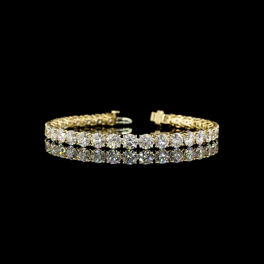 17.34 Cts 14k Yellow Gold Round Shape Tennis Bracelet