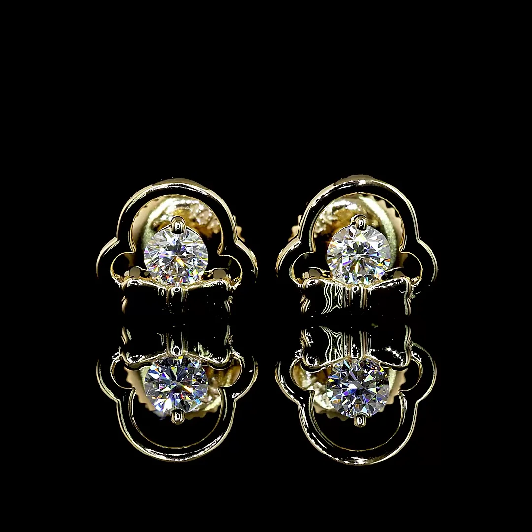 0.21 Cts 14k Yellow Gold Round Shape Studs Earring