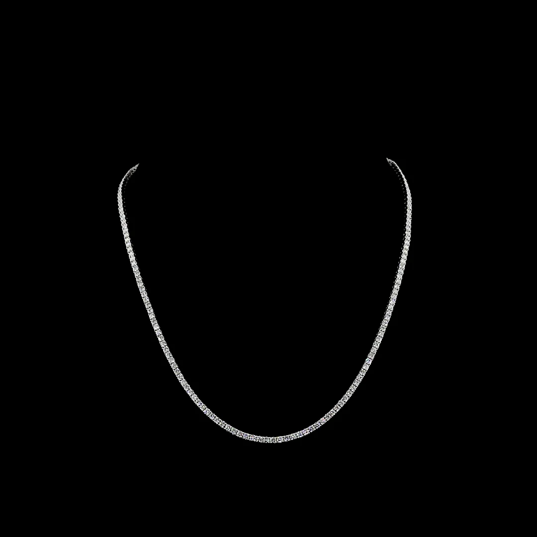 7.37 Cts 14k White Gold Round Shape Tennis Necklace