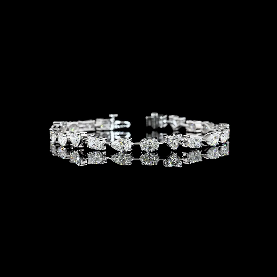 11 Cts 14k White Gold Mix Shape Station Bracelet
