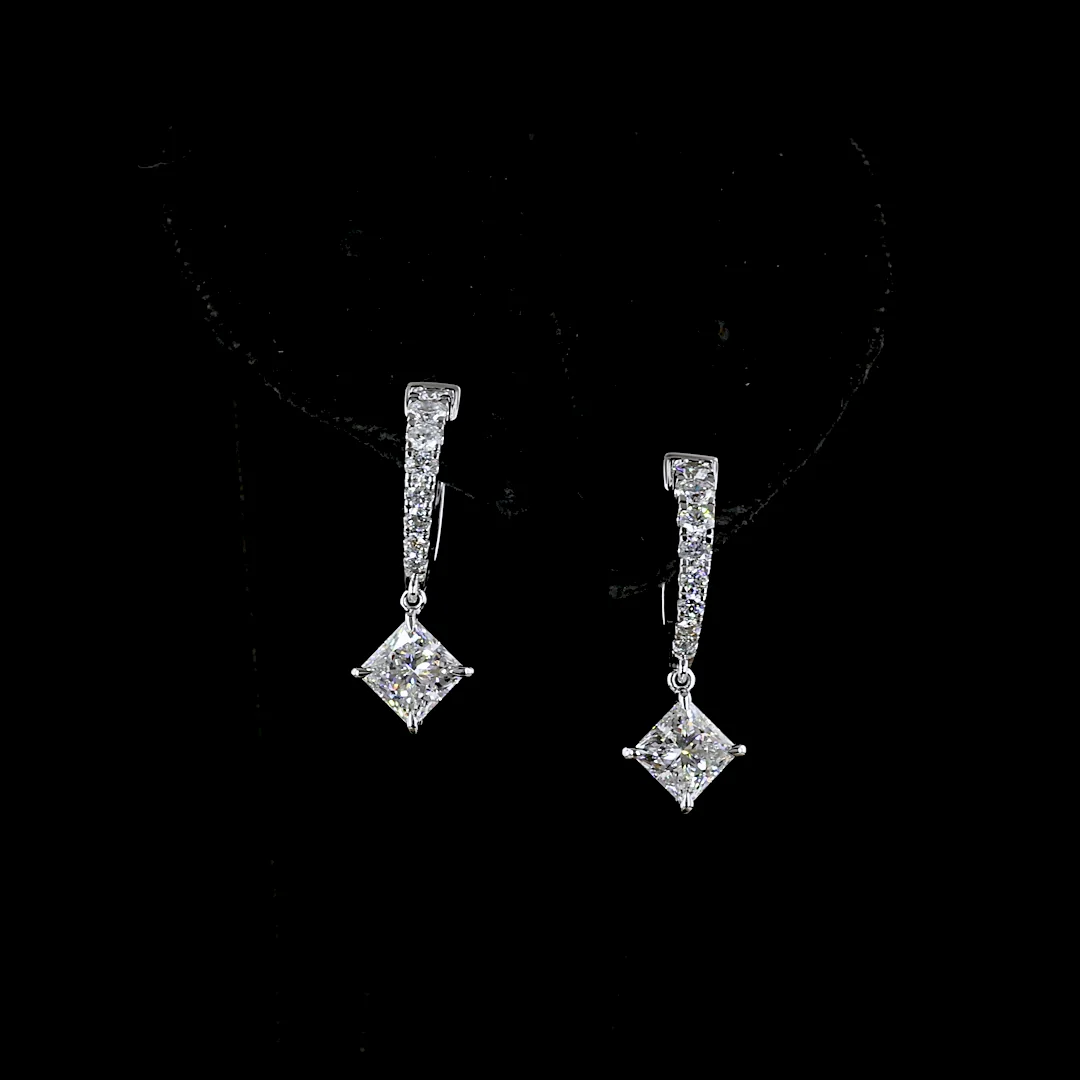 2.24 Cts 14k White Gold Mix Shape Hanging Earring
