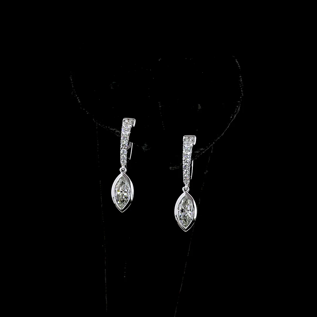 1.97 Cts 14k White Gold Mix Shape Hanging Earring