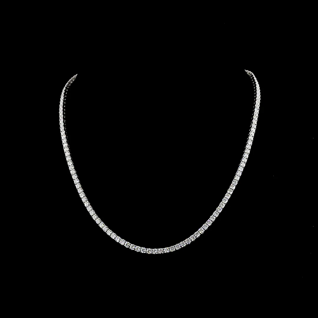 12.43 Cts 14k White Gold Round Shape Tennis Necklace