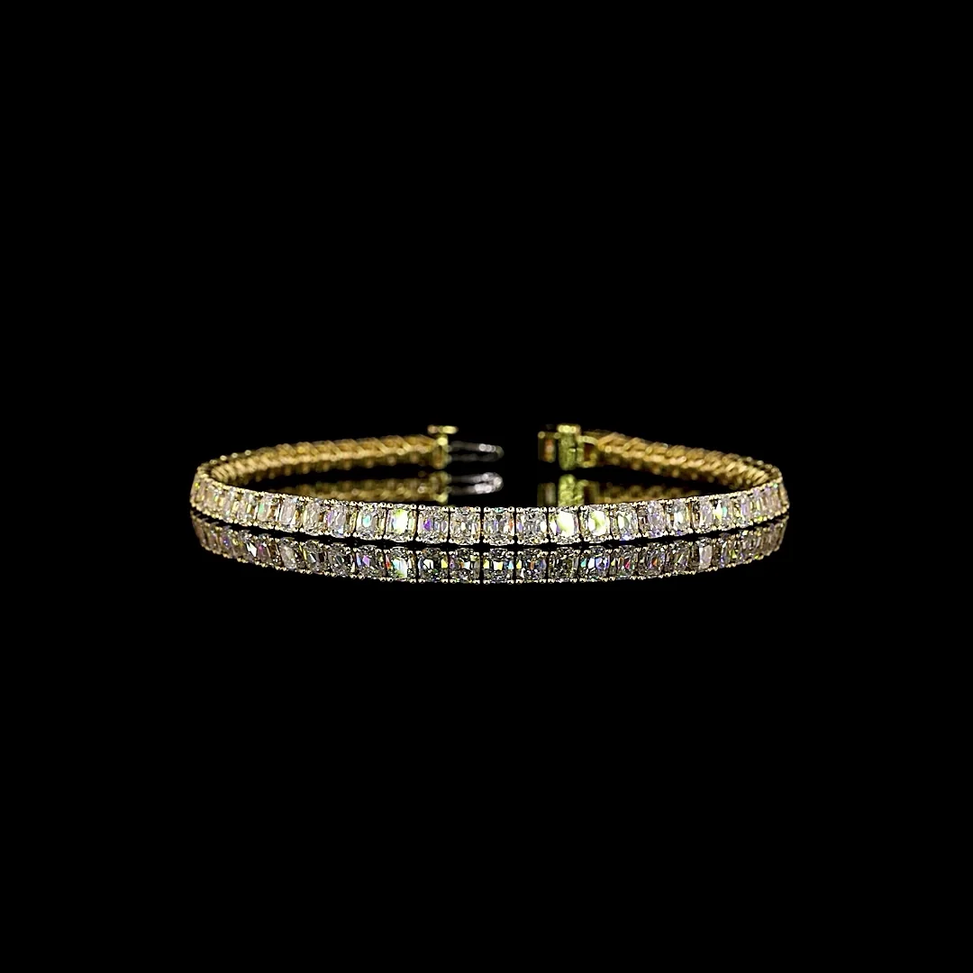 9.28 Cts 14k Yellow Gold Antique Cushion Shape Tennis Bracelet