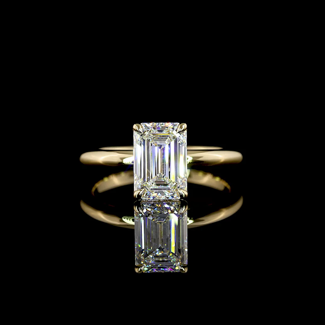 2.01 Cts 14k Yellow Gold Emerald Shape Solitaire Ring