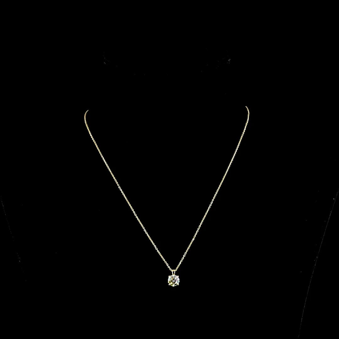 1.01 Cts 14k Yellow Gold Round Shape Solitaire Pendant