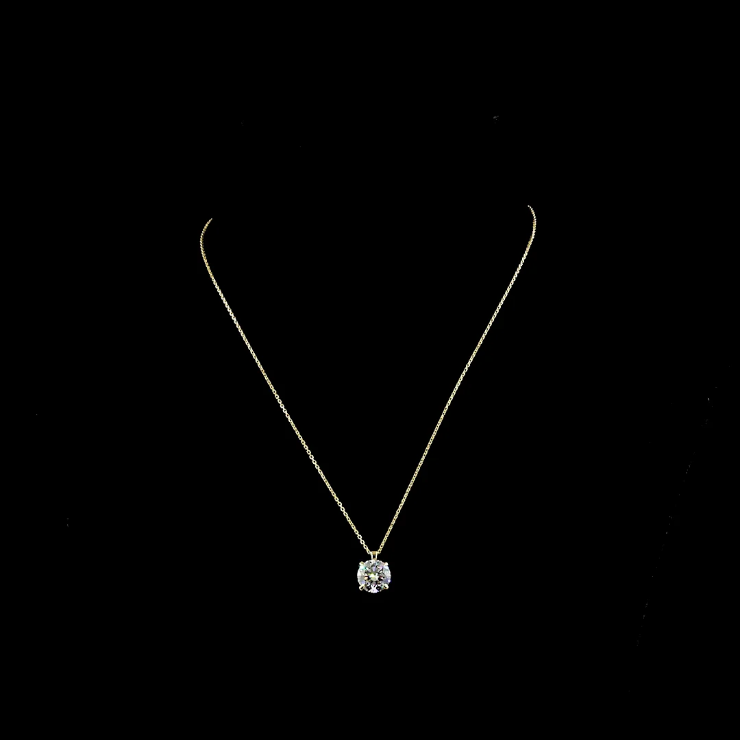 3.04 Cts 14k Yellow Gold Round Shape Solitaire Pendant