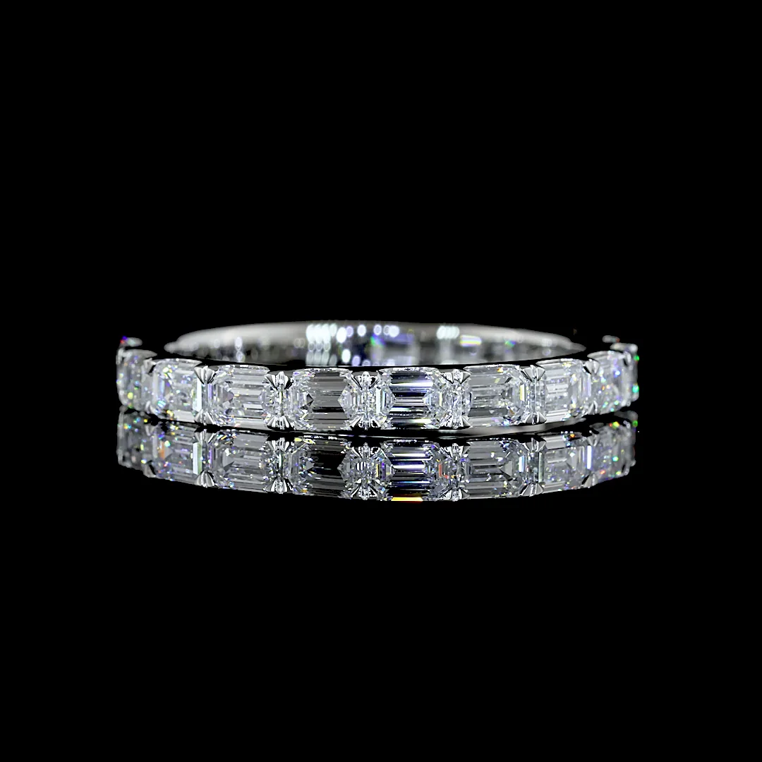 1.43 Cts Platinum Emerald Shape 3/4 Band Eternity Band