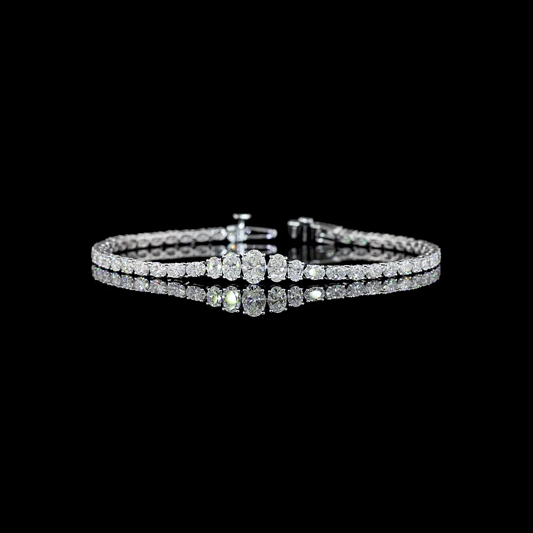 4.49 Cts 14k White Gold Oval Shape Tennis Bracelet