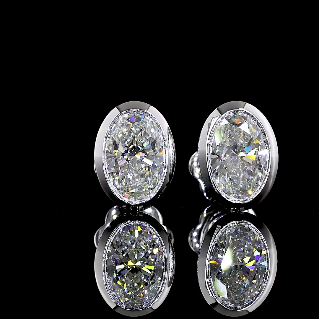 2.05 Cts 14k White Gold Oval Shape Studs Earring