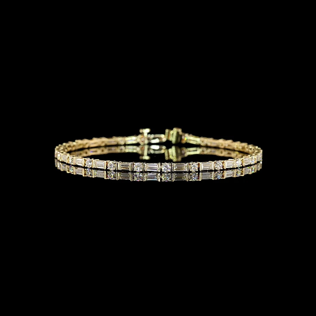 3.85 Cts 14k Yellow Gold Mix Shape Tennis Bracelet