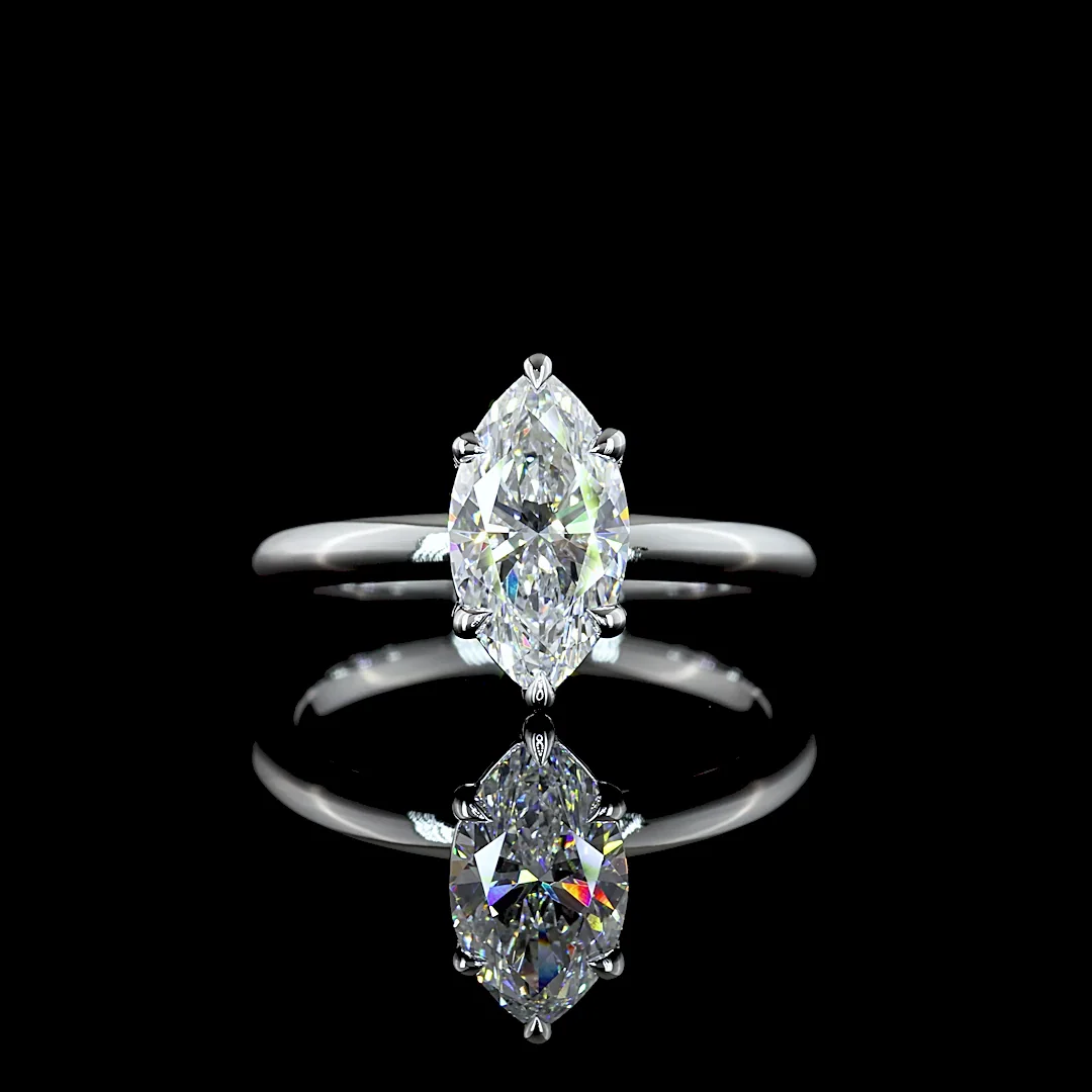 1.56 Cts 14k White Gold Marquise Shape Solitaire Ring