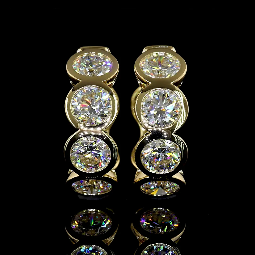 3.49 Cts 14k Yellow Gold Round Shape Huggies Earring